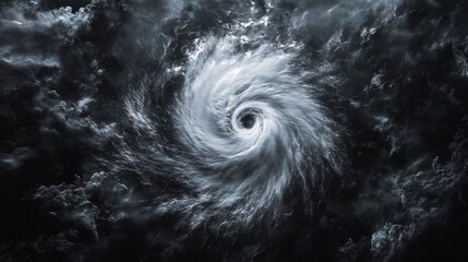 Fototapeta premium 白い渦、台風、黒背景