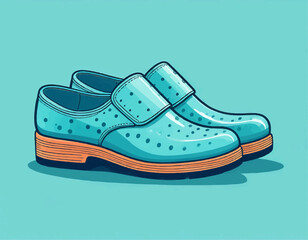 Pastel Blue Crocs Vector Side View