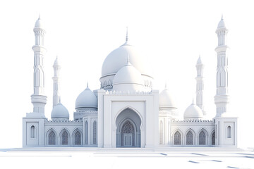 White Mosque 3D Model on Transparent Background
