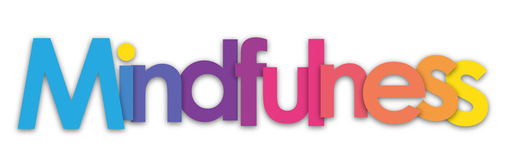 MINDFULNESS colourful typography banner on transparent background