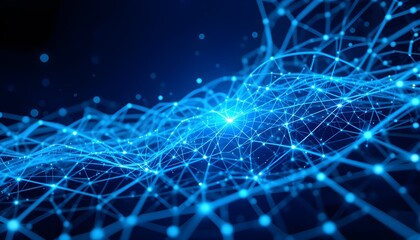 Futuristic High Tech Blue Background with Network Lines Conveying a Connectivity Concept in 3D Render Design