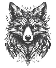A captivating and meticulously crafted illustration of a fox. The design showcasing intricate details. evoking a sense of wild grace and untamed beauty.