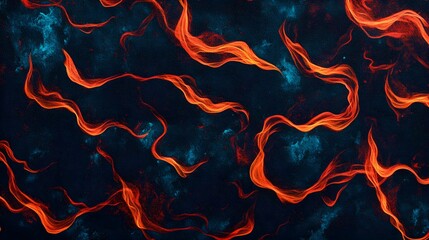 Abstract design of swirling, fiery streaks against a dark background.