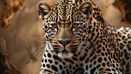 Naklejka premium Leopard tiger animal skin seamless pattern texture print background