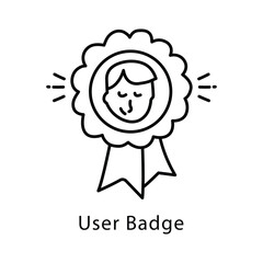 User Badge Vector Outline Style Icon. Eps 10 file