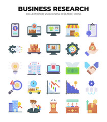 Collection of 25 Business Research Icons. A Visual Guide to Market Analysis and Strategy