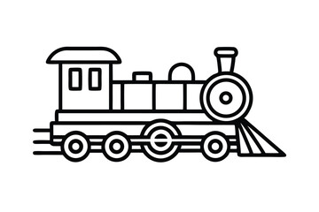 Black silhouette icon of a toy train locomotive or truck, isolated on white for transport or travel illustration