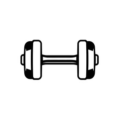 Simple Dumbbell Icon Fitness Gym Workout Exercise Weightlifting Strong Black Graphic Design Element Silhouette Vector Illustration Isolated on White Background Training Sport Equipment art png eps svg