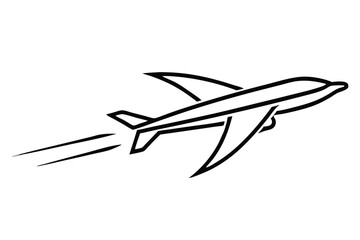 Airplane Taking Off Logo - Modern Sleek Line Vector