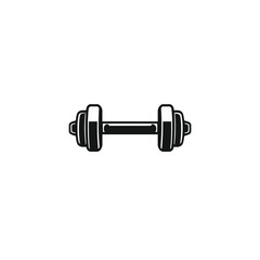 Simple Black Dumbbell Icon Fitness Gym Weightlifting Exercise Strength Training Workout Graphic Design Element Silhouette Image Vector Illustration Isolated on White Background body pump gain sport   