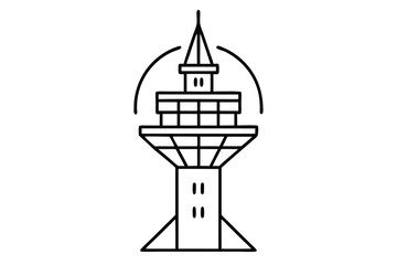 Air Traffic Control Tower Logo - Minimalist Geometric Design