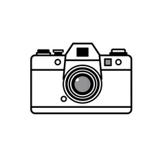 Vintage Camera Icon Graphic Design Element Simple Black White Photography Retro Image Illustration Classic Film Camera Photographer Equipment Digital Art Vector Image lens tool focus shoot style media