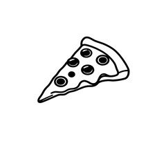 Delicious Single Slice Pizza Illustration Black White Outline Simple Fast Food Graphic Design Element Perfect for Menu Restaurant Pizzeria Branding Project Tasty Italian Pizza Slice Drawing art icon  