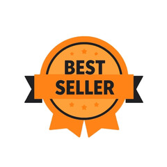Orange Best Seller Badge Award Ribbon Design Element Premium Quality Vector Graphic Illustration for Business Marketing Product Promotion Top Seller Award Badge Best Selling Product Icon shop label   