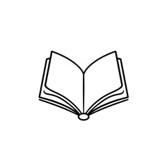 Simple Open Book Outline Icon Minimalist Design Elegant Black Line Art Graphic Education Reading Knowledge Literature Textbook Study School Symbol Vector Illustration Isolated White Background logo   