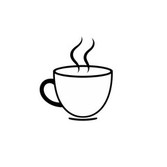 Simple Hot Beverage Cup Icon Minimalist Coffee Tea Mug Design Outline Hot Drink Graphic Element Illustration Simple Line Art Vector Image Coffee Shop Menu Design Template cafe food warm logo relax    