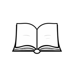 Simple Open Book Icon Black Line Art Graphic Design Element Reading Literature Education Knowledge Textbook School Library Symbol  Educational Book Vector Illustration Open Book Design ink flat pages 