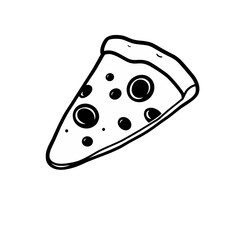 Delicious Single Slice Pizza Illustration Simple Line Art Graphic Design Element Perfect for Menu Restaurant Branding Food Blog Website Decoration Cute Pizza Slice Drawing Black and White Pizza Icon  