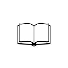 Simple Open Book Icon Vector Illustration Graphic Design Element Black White Minimalist Reading Knowledge Education Textbook Literature Library School Study Research Information Symbol Open Book Page 