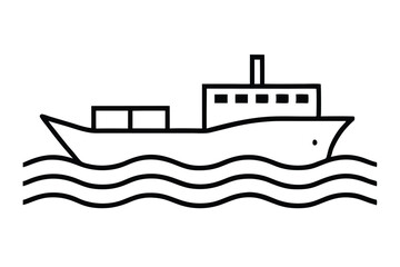 Vector illustration of a cargo ship at sea, a nautical symbol of ocean transportation and travel