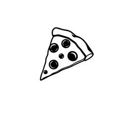 Delicious Pizza Slice Simple Line Art Drawing Graphic Design Element Illustration Perfect for Menu Restaurant Pizzeria Food Blog Website Social Media Post Print Cute Hand Drawn Black and White fast   