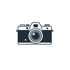 Vintage Camera Icon Design Graphic Photography Equipment Retro Style Image Professional Photographer Classic Black White Minimalist Illustration Simple Camera Lens Shutter Button Photography Supplies 
