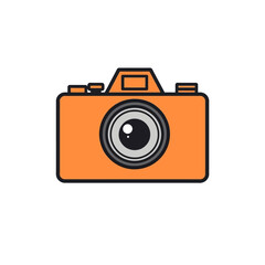 Orange Camera Icon Digital Photography Graphic Design Element Simple Minimalist Flat Style Illustration Vector Image for Website App Design Project Photography Equipment Modern Technology Gadget      