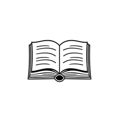 Open Book Icon Simple Black Line Art Graphic Design Element for Education Reading Knowledge Literature Textbook Library School Symbol Vector Illustration Isolated White Background Perfect for Website 