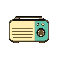 Vintage Retro Radio Icon Illustration Design Element Graphic Turquoise Beige Brown Classic Old Fashioned Broadcast Receiver Communication Device Media Player Nostalgia Aesthetic wave flat cute music  