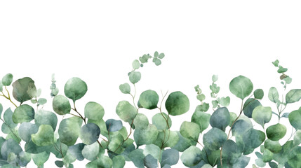 "Eucalyptus Border Watercolor Isolated on Transparent Background &ndash; Hand-Painted Floral Frame for Botanical, Wedding, and Decorative Designs"
