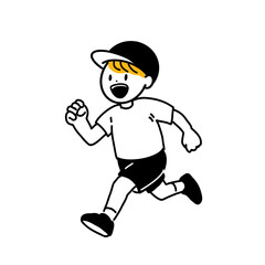 駆け足をする男の子のイラスト（体育・運動・元気な子ども）