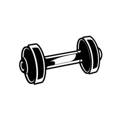 Black and White Dumbbell Fitness Gym Exercise Weightlifting Strength Training Workout Icon Graphic Design Element Sport Equipment Silhouette Strong Healthy Lifestyle Bodybuilding Muscle Power shape   