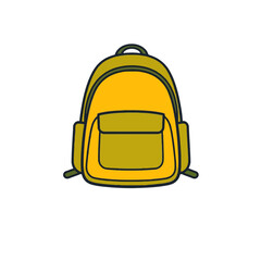 Yellow Backpack Illustration Trendy Design School Bag Vector Graphic Simple Minimalist Style Cute Yellow Backpack for Kids Travel Bag Icon Modern Backpack Design for Website App Mobile UI UX Design   