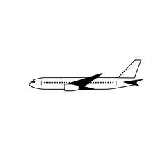 Simple Airplane Icon Minimalist Design Black White Airliner Jet Plane Transportation Travel Flight Journey Aircraft Silhouette Graphic Vector Illustration Air Travel Modern Design Element Airline Logo