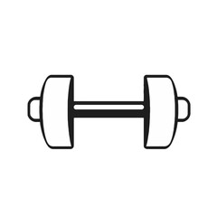 Simple Dumbbell Icon Black and White Minimalist Fitness Gym Workout Exercise Weightlifting Strength Training Graphic Design Element Vector Illustration Isolated on White Background Perfect for Fitness