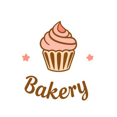 Delicious Pink Cupcake Bakery Logo Design Sweet Treat Dessert Shop Branding Cute Whimsical Illustration Pastry Bakery Business Brand Identity Graphic Element Bakery Shop Sweet Food Pastry Shop Cute   