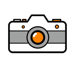 Simple Orange and Gray Camera Icon Design Digital Photography Graphic Element Illustration Vector Image Modern Minimalist Style Clean Aesthetic Perfect for Websites Blogs Social Media Posts and       