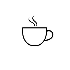 Simple Hot Coffee Cup Icon Minimalist Line Art Design Graphic Illustration for Website Mobile App Design Project Hot Beverage Drink Caffeine Energy Morning Breakfast Tea Mug logo work white black     