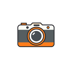 Stylish Orange and Gray Camera Icon Design Element Modern Photography Graphic Digital Image Illustration for Website App Photo Blog Social Media Post Template Flat Vector Image lens style shoot clean 