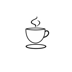Simple Line Art Coffee Cup Hot Beverage Minimalist Design Elegant Hot Drink Tea Mug Outline Illustration Graphic Design Element Vector Image Coffee Shop Cafe Restaurant Menu Branding Template icon    