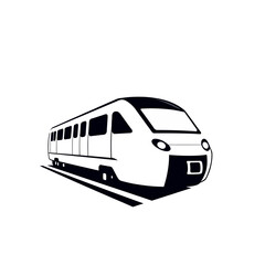 Modern High Speed Train Transportation Icon Design Graphic Vector Illustration Railway Travel Railroad Journey Express Locomotive Rapid Transit Passenger Vehicle  White Black Minimalist Style logo    