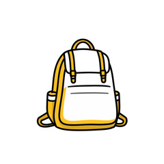 Stylish Yellow and White Backpack Illustration Design Perfect for School Travel Adventure Backpack Graphic Design Element for Website Blog Social Media Post Card Vector Illustration of a Cute Backpack