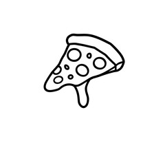 Delicious Melted Pizza Slice Doodle Illustration Simple Cute Food Drawing Black White Line Art Graphic Design Element Perfect for Menu Restaurant Pizzeria Recipe Book Website Blog Social Media Post   