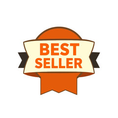Best Seller Badge Design Orange Ribbon Award Premium Quality Vector Illustration Graphic Design Element for Marketing Promotion Business Success Top Product Label Bestselling Item High Quality Image  