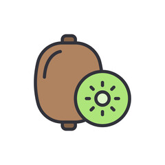 Illustration Of Whole Kiwi Fruit And Slice On A Transparent Setting