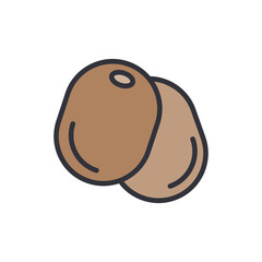 Stylized Depiction Of Two Smooth Kiwi Fruit On Transparent Background