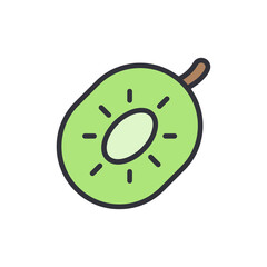 Stylized Half Kiwi Fruit With Transparent Backdrop For Creative Projects