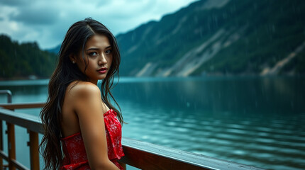 young woman on the pier