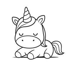Obraz premium Coloriage licorne couchée 