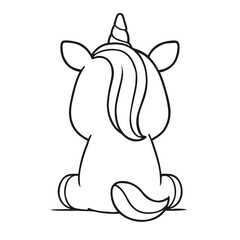 Obraz premium Coloriage licorne vue de dos